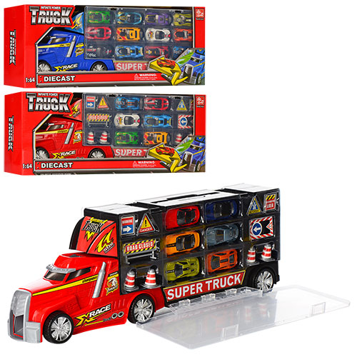 Трейлер контейнер с отделением для машин, мет. машинки, 3 вида, в кор. 50*19*10 (12шт) Трейлер контейнер с отделением для машин, мет. машинки, 3 вида, в кор. 50*19*10 (12шт)