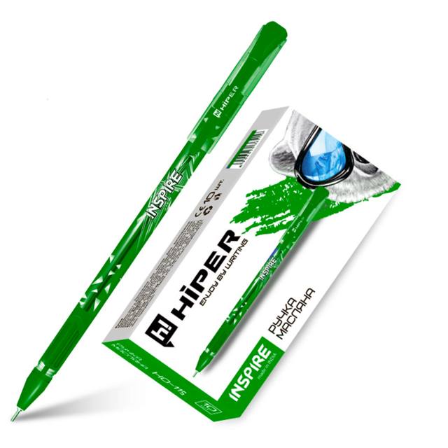 Ручка маслянная Hiper Inspire, 0,7мм, зеленая цена за упак.в упак.10 шт. Ручка маслянная Hiper Inspire, 0,7мм, зеленая цена за упак.в упак.10 шт.