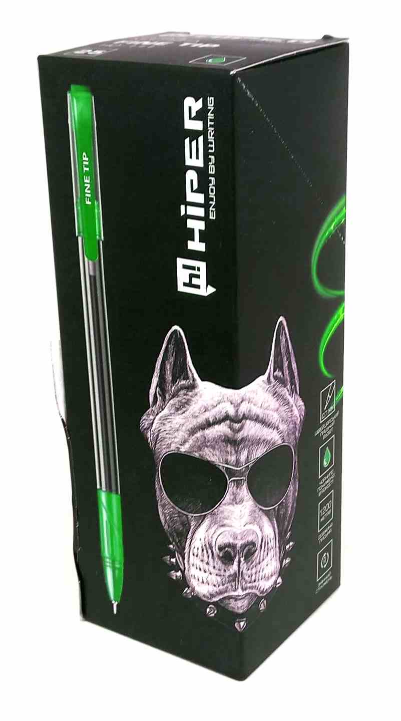 Ручка масл. Hiper Fine Tip 0,7мм (зеленая) ЦЕНА ЗА УП. 25ШТ, в кор. 15*5*3см Ручка масл. Hiper Fine Tip 0,7мм (зеленая) ЦЕНА ЗА УП. 25ШТ, в кор. 15*5*3см