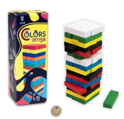 Настольная игра Colors Jenga 48 брусков, укр. язык, в кор. 5,5*5,5*15,5см, ТМ Стратег, Украина