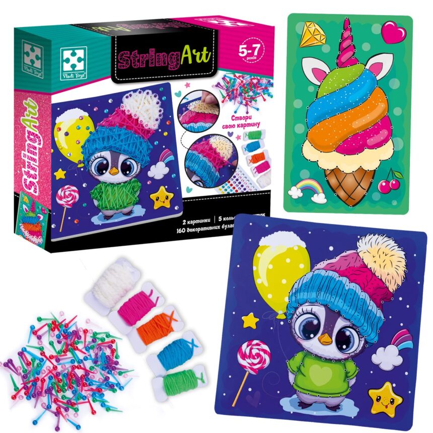 Набір для творчості cтрінг арт "Ласунчик" (укр), в кор. 21*21*5см, ТМ Vladi Toys, Україна