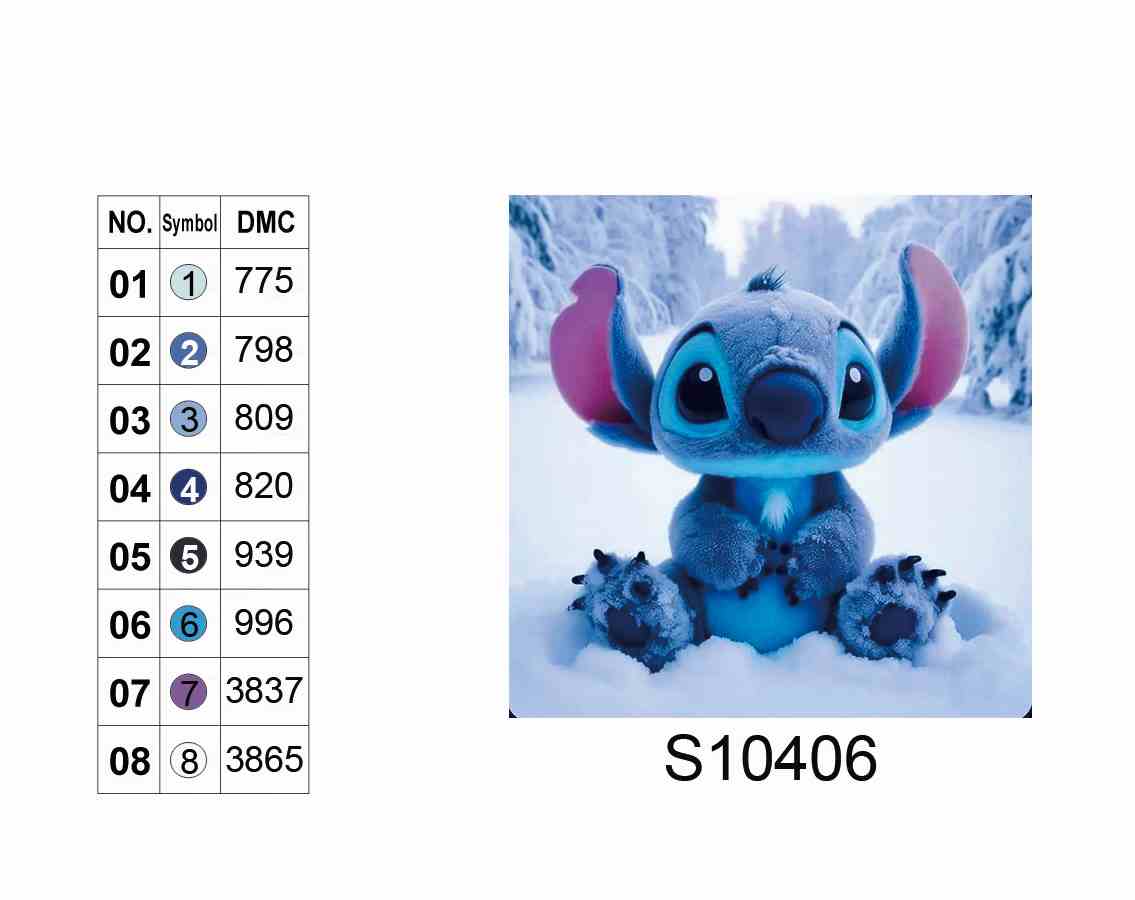 Алмазная мозаика "Стич в снегу", 20*20см, на рамке, кор. 21*21*2,5см, ТМ Dreamtoys