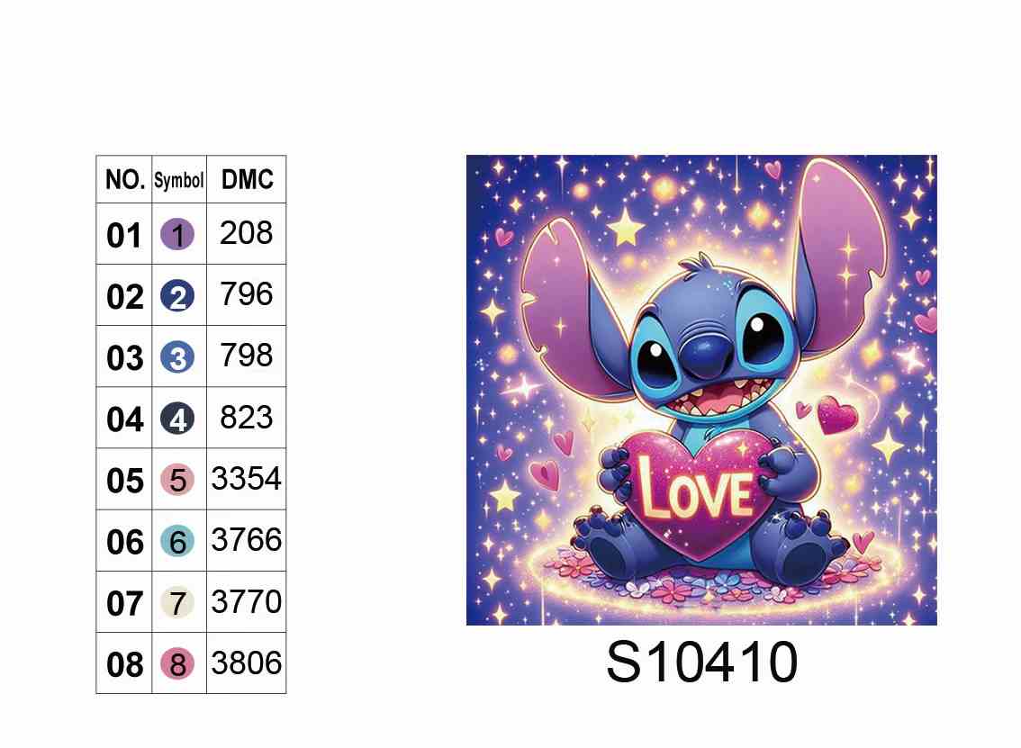 Алмазная мозаика "Стич в свете сердец", 20*20см, на рамке, кор. 21*21*2,5см, ТМ Dreamtoys