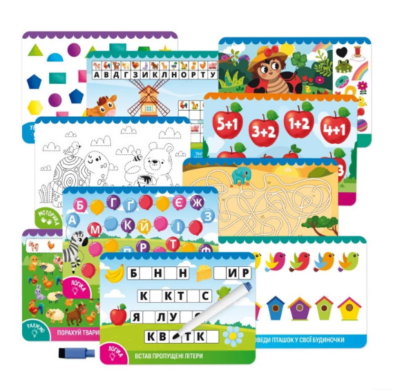 Игра развивающая карты пиши-стирай "Коник", в кор. 16*12*2см, ТМ Vladi Toys, Украина