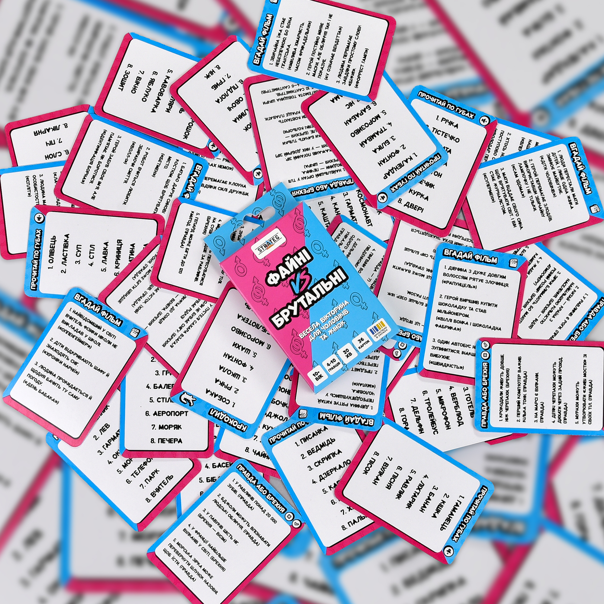 Настільна гра "ФАЙНІ VS БРУТАЛЬНІ", в кор. 10,7*6*12см, ТМ Стратег, Україна