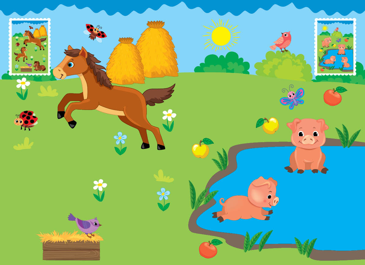 Книга "Прості аплікації великими наліпками. Велика ферма" 21*30,5см, Україна, ТМ УЛА