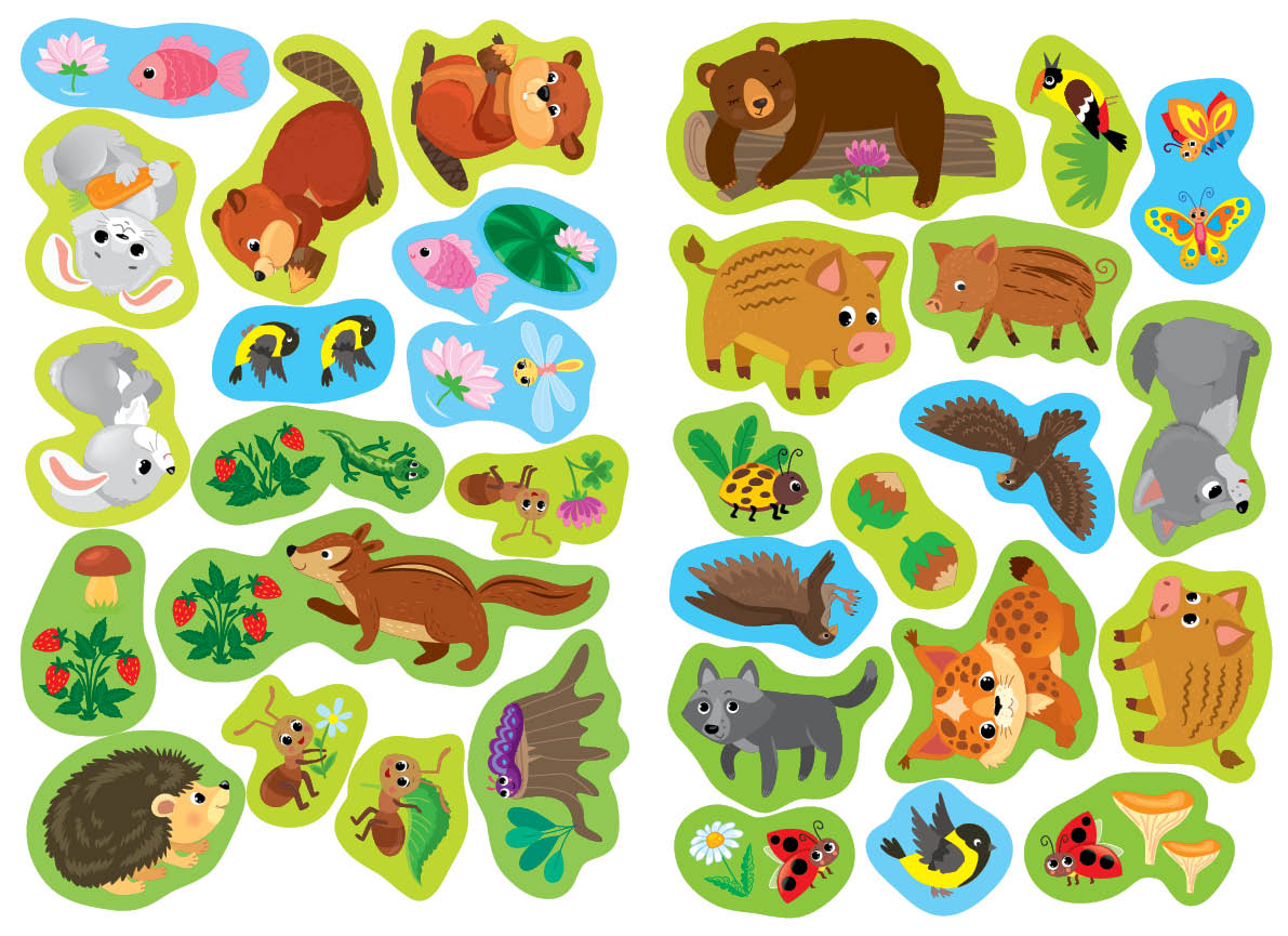 Книга "Прості аплікації великими наліпками. Лісові звірята" 21*30,5см, Україна, ТМ УЛА